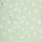Girls' Light Sage Green Cotton Round Neck Ruffle Sleeve Polka Dot Top, हल्का हरा, small image number null