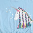 Girls Light Powder Blue Cotton Round Neck Casual T-Shirt, Light Blue, small