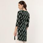 Women's Green Mandarin Collar Printed Straight Kurta, Dark Green, small