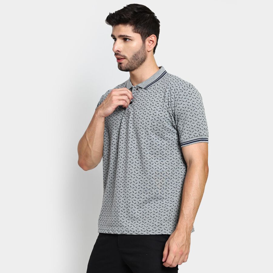 Men's Collared Half Sleeves T-Shirt , मिश्रित हल्का ग्रे, large image number null