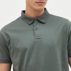Men's Muted Sage Green Cotton Polo Collar Classic T-Shirt, Light Green, small