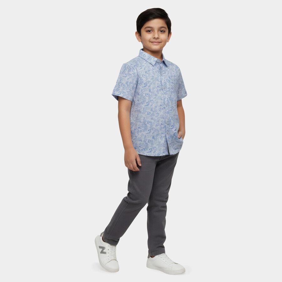 Boys Light Blue Cotton Classic Casual Shirt, Light Blue, large