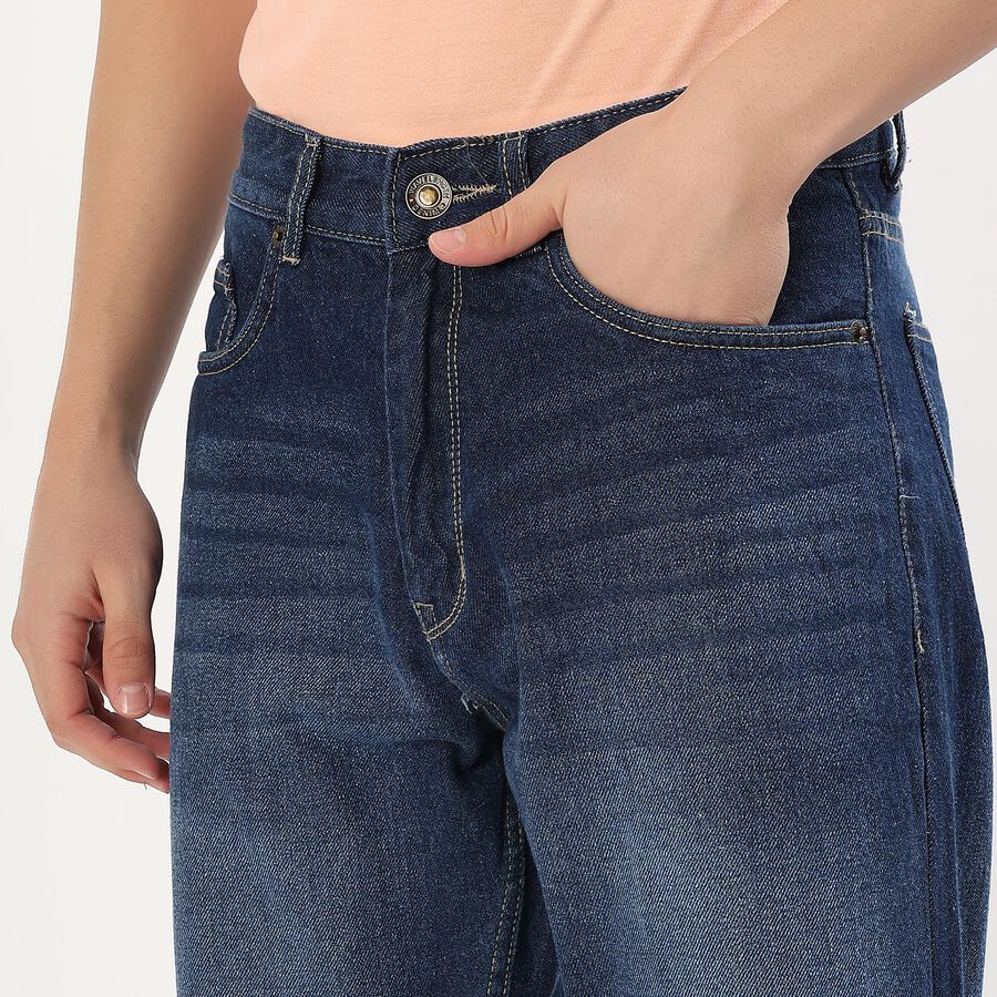 Men's Stonewashed Blue Straight Fit Jeans, Dark Blue, large image number null