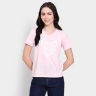 Ladies' Round Neck T-Shirt, गुलाबी, small