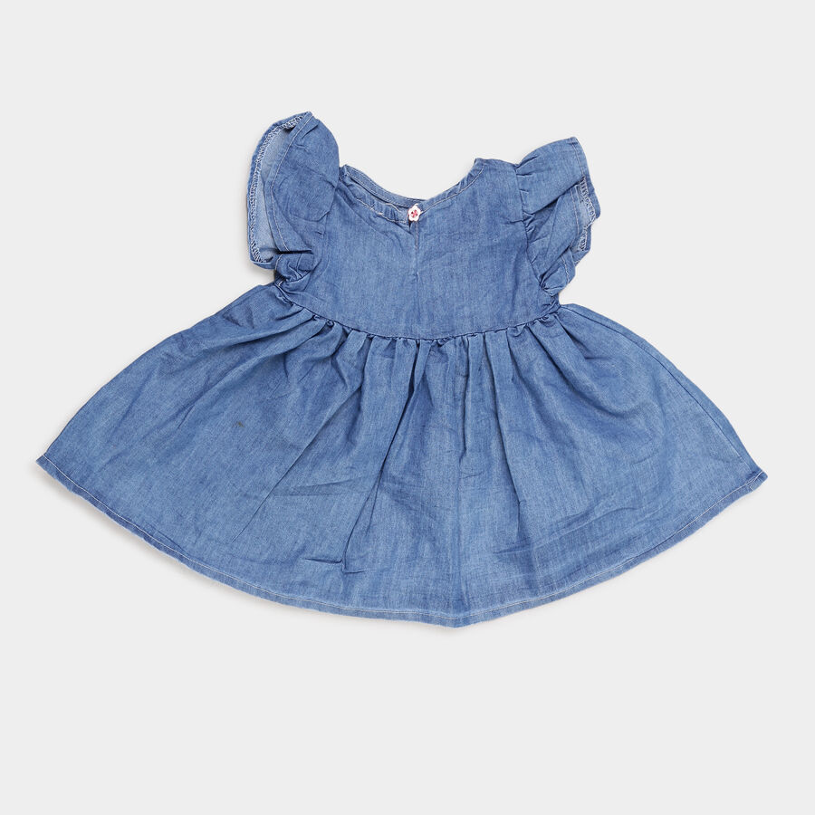 Infants Round Neck Frock, Light Blue, large image number null