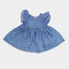 Infants Round Neck Frock, Light Blue, small image number null