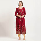 Solid 3/4Th Sleeves Kurta, Red, small image number null