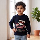 Boys' Navy Blue Crew Neck Graphic Pullover, Navy Blue, small
