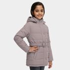 Girls Light Grey Hooded Casual Jacket, Light Grey, small image number null
