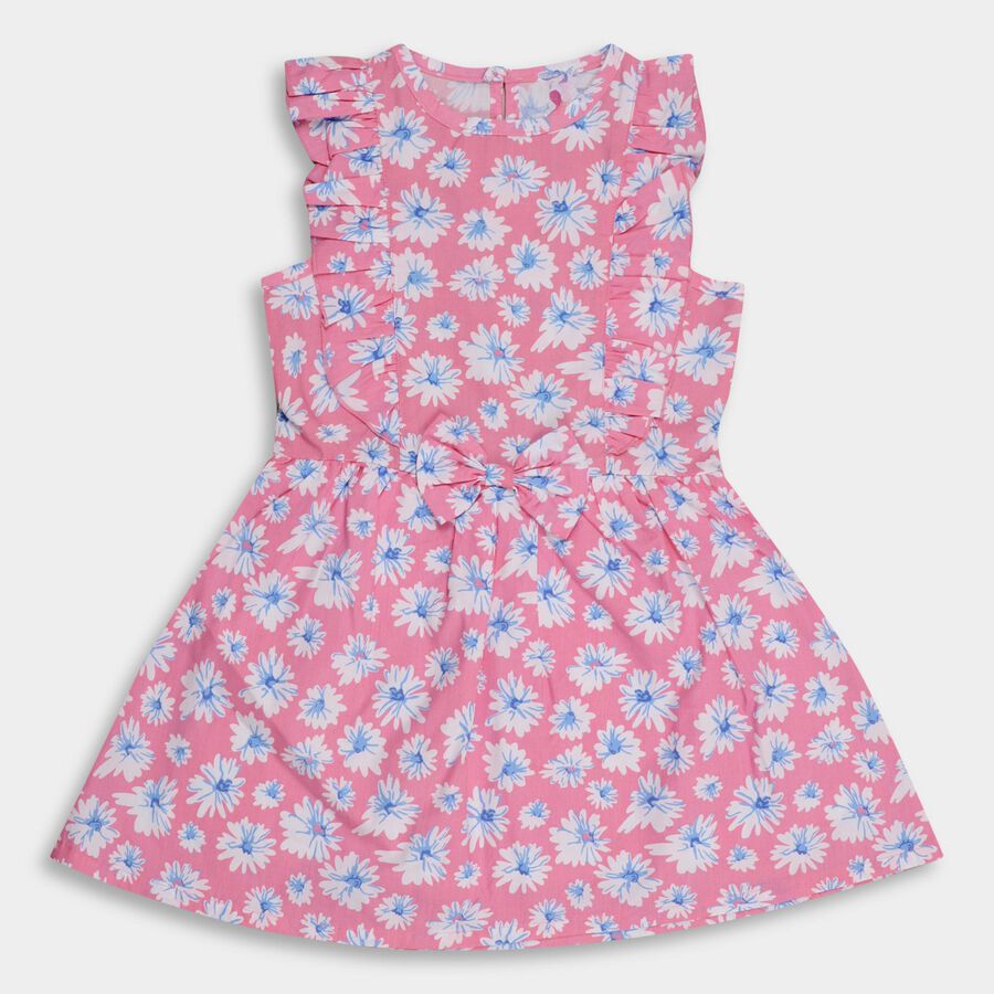 Girls' 100% Cotton Frock , Pink, large image number null