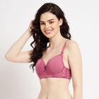 Half Lace Padded Bra, Lilac, small image number null