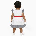 Infants' White Cotton Nautical Print Flutter Sleeve Frock, नेवी ब्लू, small image number null
