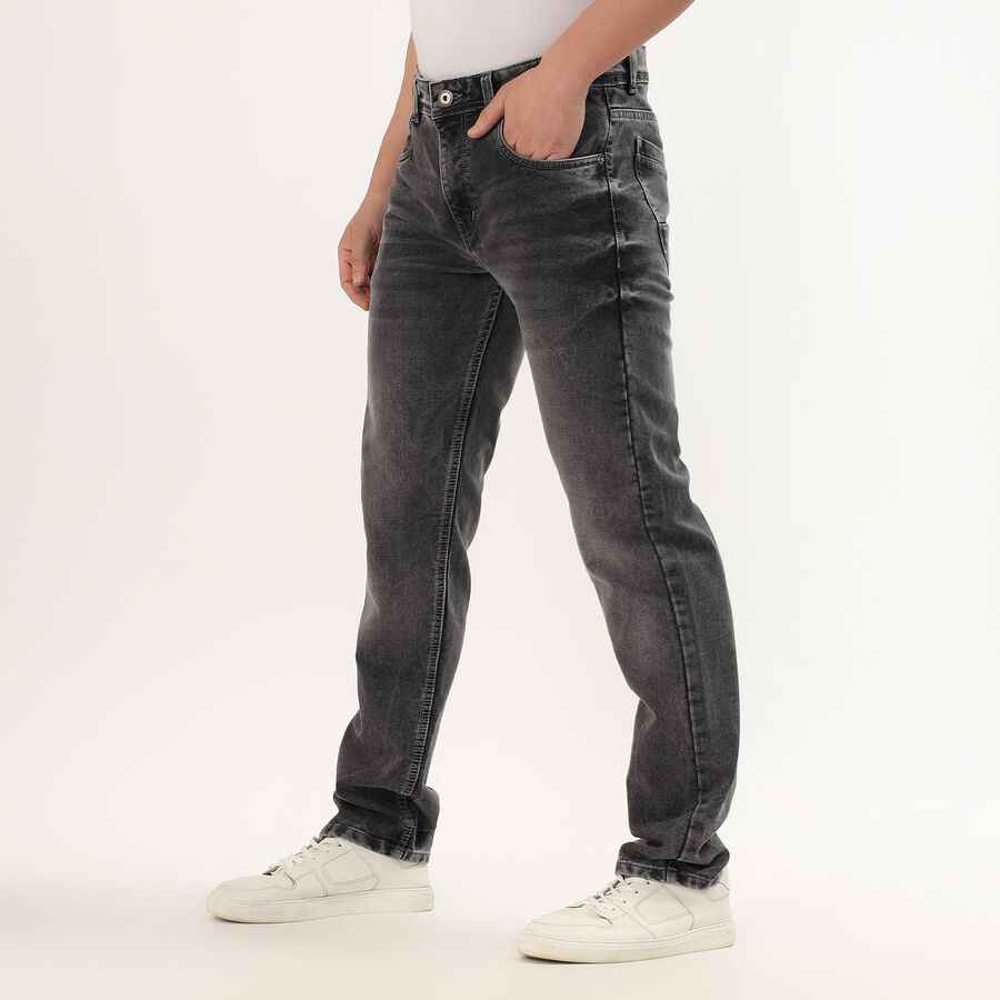 Men's Charcoal Black Straight Fit Five-Pocket Jeans, Light Grey, large image number null