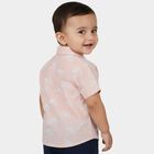 Infants Peach Cotton Half Sleeve Classic Casual Shirt, Peach, small