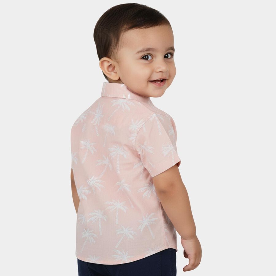 Infants Peach Cotton Half Sleeve Classic Casual Shirt, Peach, large