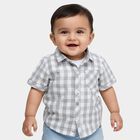 Infants Light Grey Cotton Half Sleeve Classic Casual Shirt, हल्का ग्रे, small