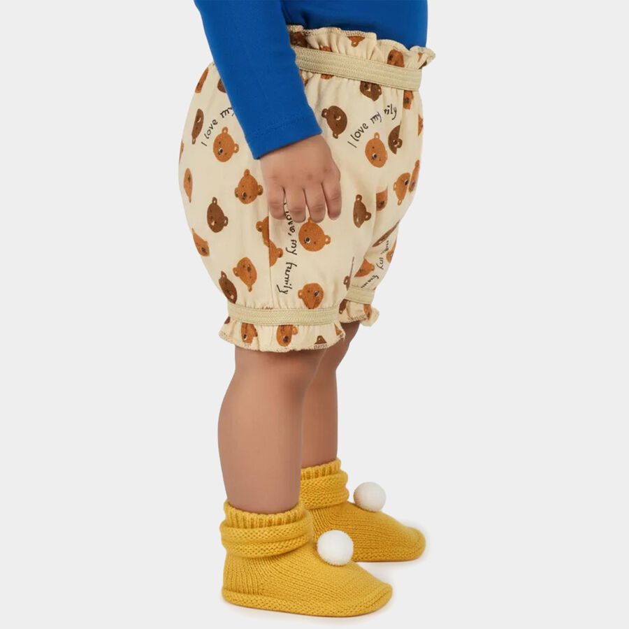Infants Beige Regular Fit Printed Bloomer, गहरा पीला, large