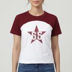 Women's Wine Cotton Blend Round Neck Slogan Printed T-Shirt, वाइन, small