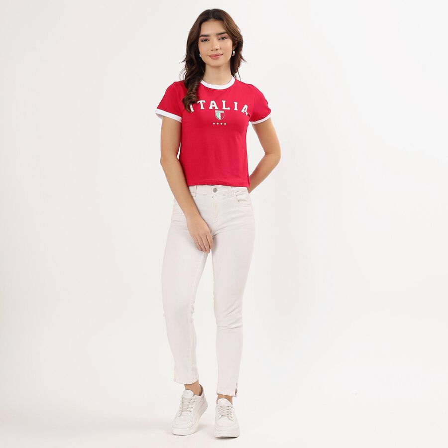 Ladies' Round Neck T-Shirt , Fuchsia, large image number null