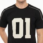 Men's Black Cotton Round Neck Regular T-Shirt, Black, small