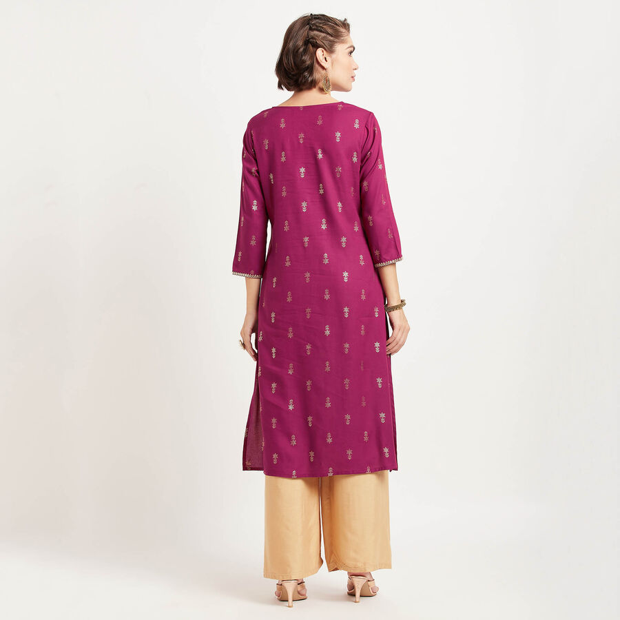 Printed Kurta, Wine, large image number null