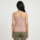 Women's Brown Cotton Scoop Neck Camisole Slip, भूरा, small