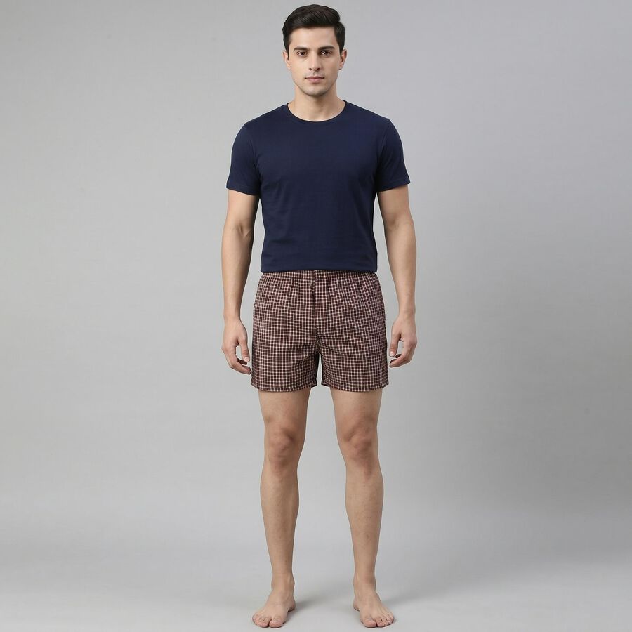 Men's Maroon Regular Fit Solid Boxers, Maroon, large