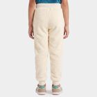Girls' Cream Regular Fit Cat Applique Jogger Pyjama, ऑफ व्हाइट, small