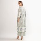 Women's Ivory Round Neck Floral Printed Kurta, Lilac, small
