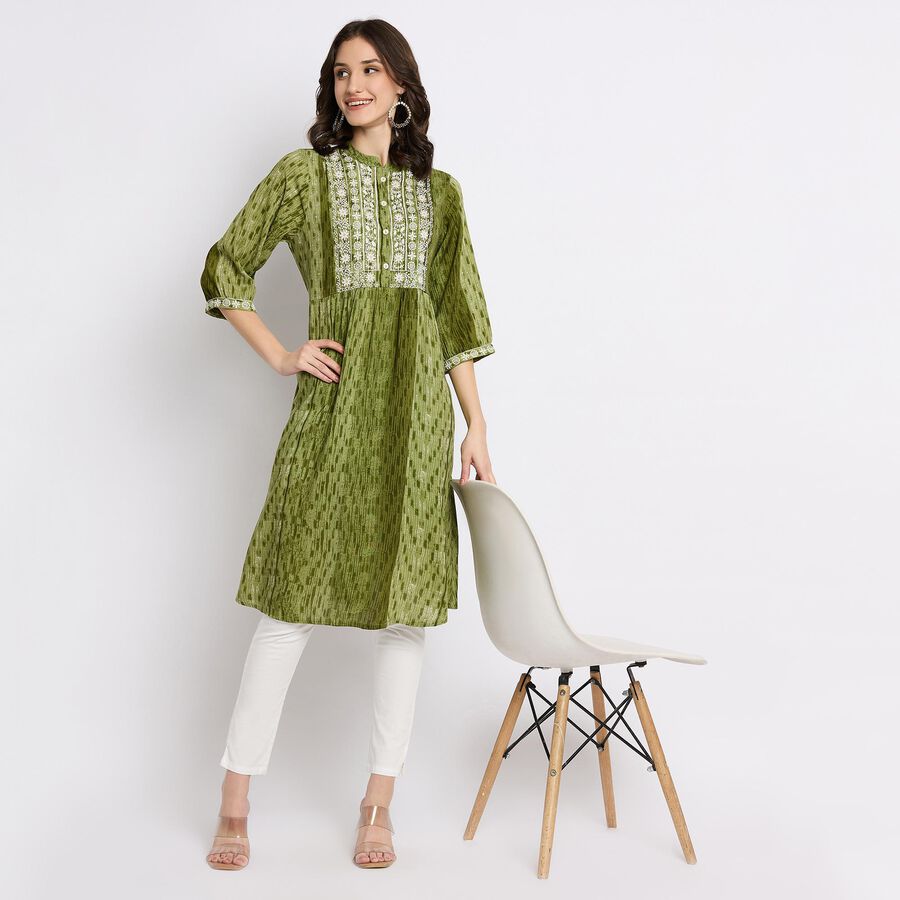 Ladies' Kurta , गहरा हरा, large image number null