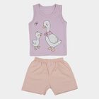Infant Girl Pink Cotton Sleeveless Top and Shorts Set, Light Pink, small