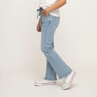 Girls' Light Blue Flared Fit Tie-Front Jeans, हल्का नीला, small image number null