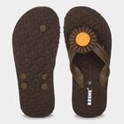 Women's Brown Floral Toe-Post Flip-Flops, भूरा, small