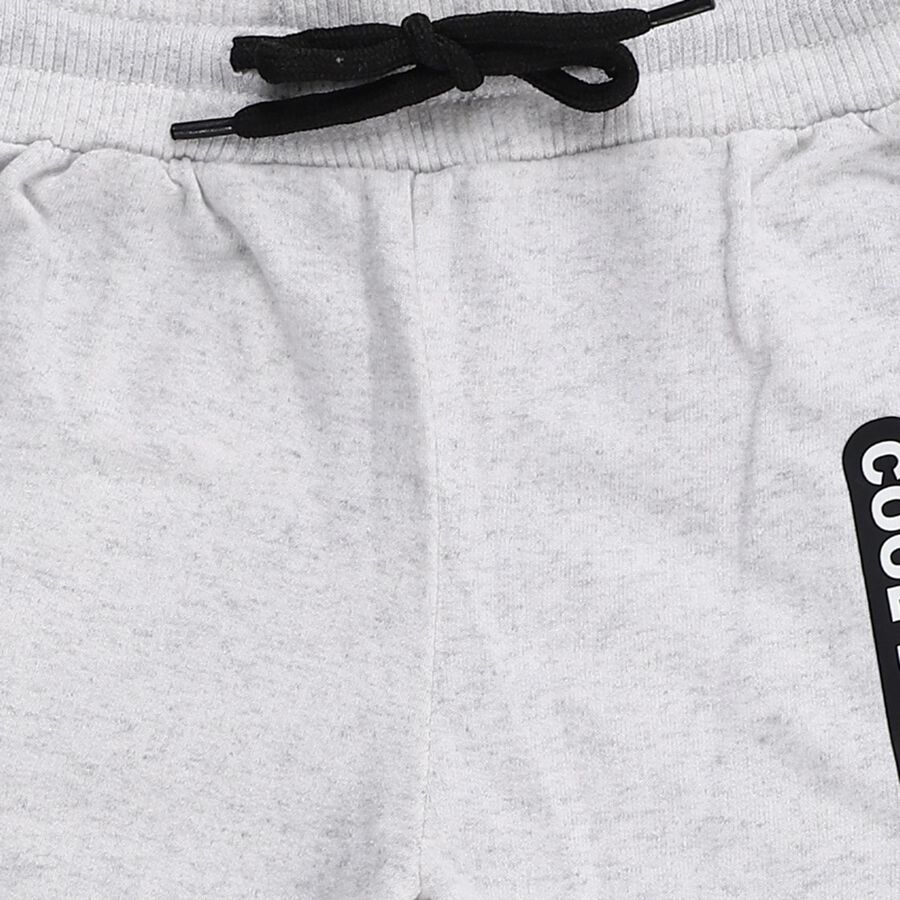 Boys' Light Grey Cotton Blend Jogger Pyjama with Black Knee Patches, एक्रू मिश्रित, large