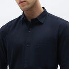 Men's Jet Black Cotton Spread Collar Formal Shirt, काला, small image number null