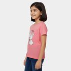 Girls' Pink Round Neck Graphic Printed T-Shirt, गुलाबी, small
