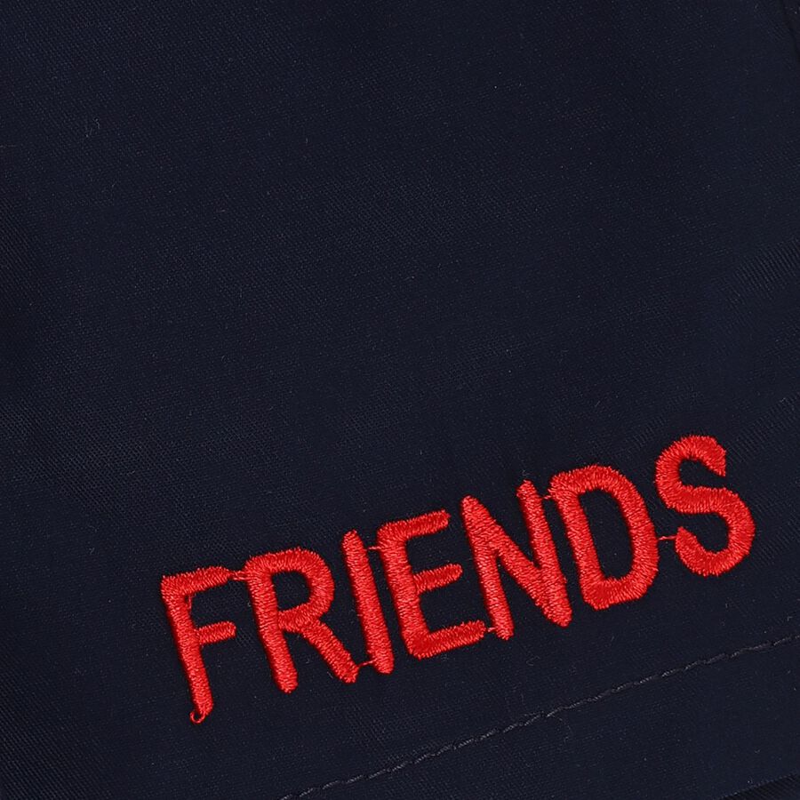 Infants' Red Cotton Polo Neck Cartoon Applique Baba Suit, Red, large image number null