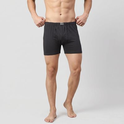 Men's Dark Grey Regular Fit Solid Trunks