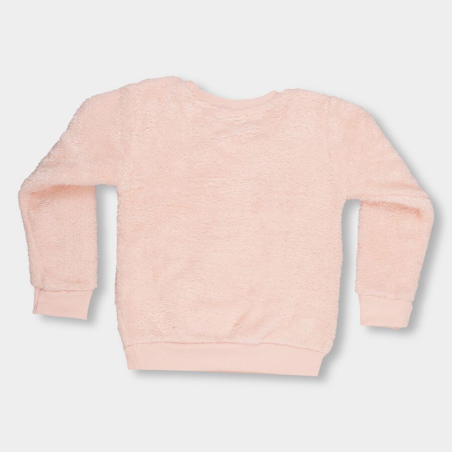 Girls Light Pink Crew Neck Casual Sweatshirt, Light Pink, large image number null