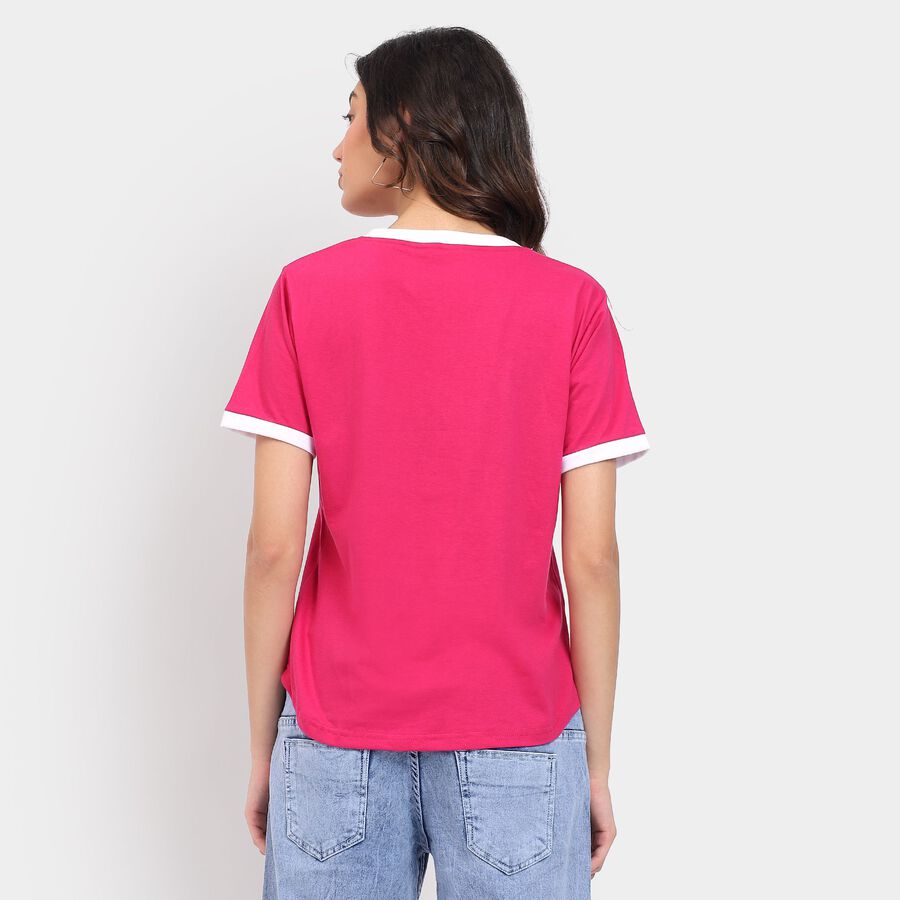 Ladies' Round Neck T-Shirt , रानी (फ्यूशिया), large image number null