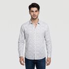 Men's Off White Cotton Floral Casual Shirt, Off White, small