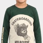 Boys' Green 100% Cotton Round Neck Graphic Print Baba Suit, गहरा हरा, small