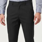 Men's Black Slim Fit Flat-Front Formal Trousers, काला, small