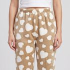 Women's Light Grey Regular Fit Heart Printed Pyjama, हल्का ग्रे, small