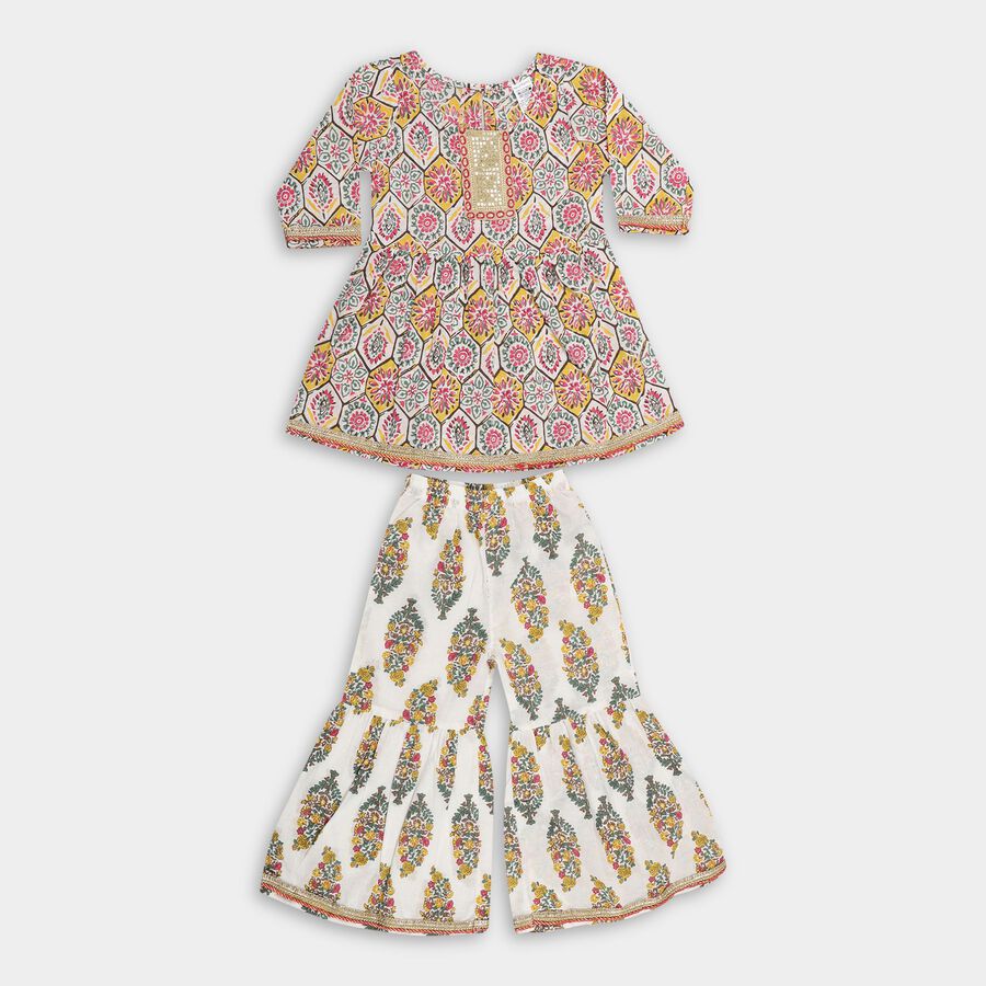 Girls' 100% Cotton Fusion Set, ऑफ व्हाइट, large image number null