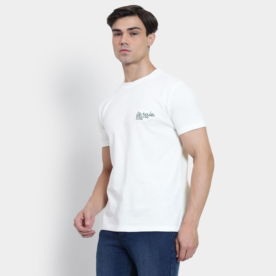 Men's 100% Cotton Round Neck Half Sleeves T-Shirt , Off White, large image number null