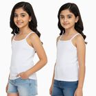 Girls Bright White Cotton Square Neck Casual Vest, सफ़ेद, small image number null