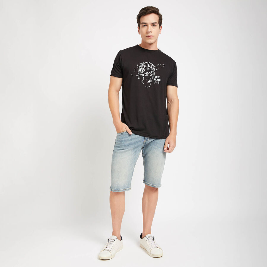 Round Neck T- Shirt, Black, large image number null