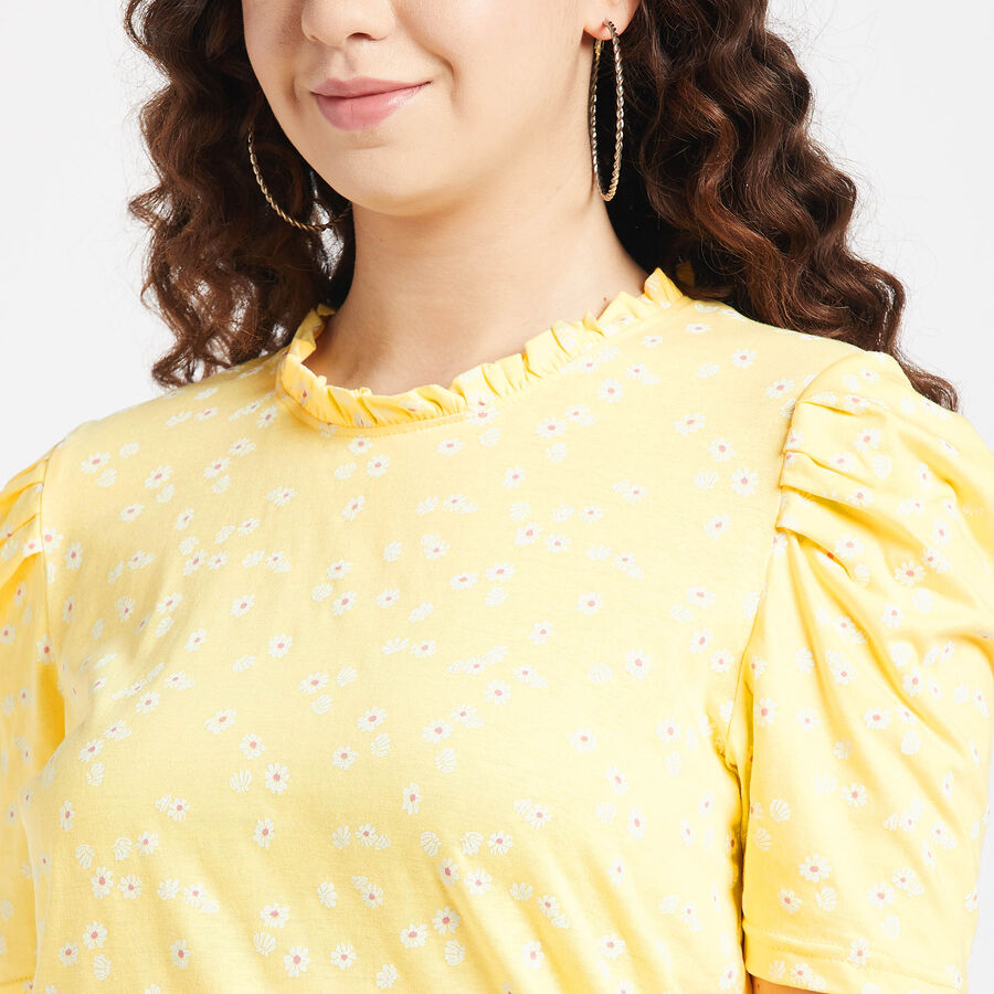 Cotton Regular Length Top, Yellow, large image number null