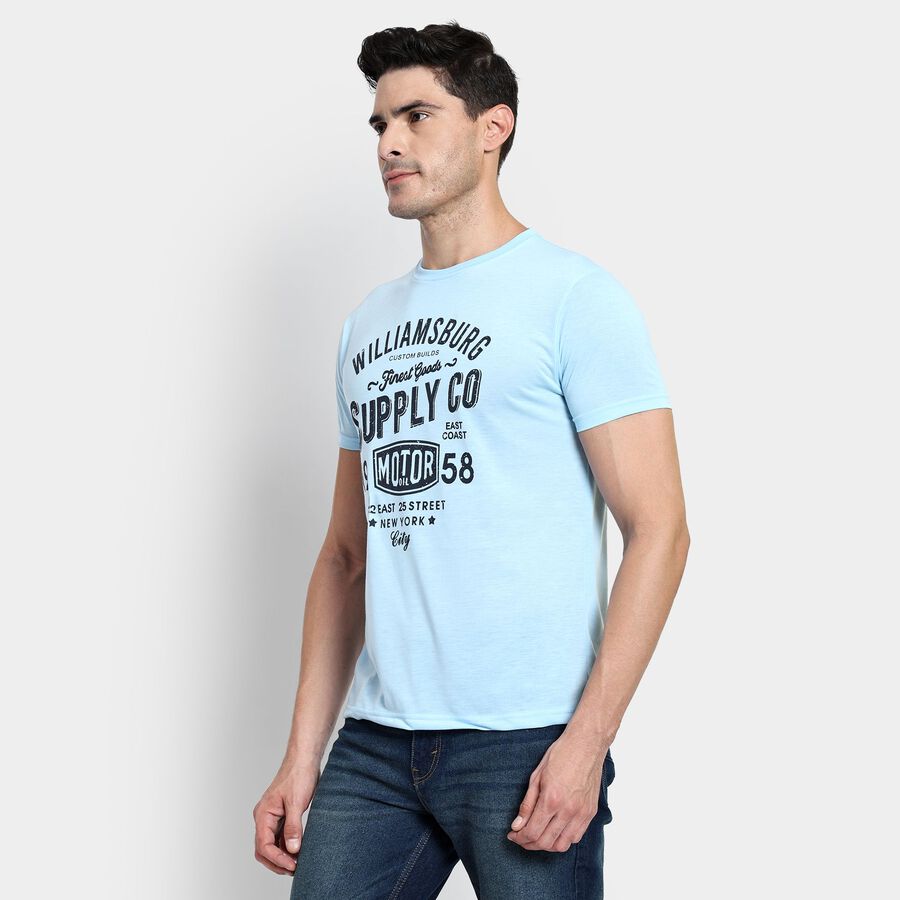 Men's Round Neck Half Sleeves T-Shirt, Sky Blue, large image number null